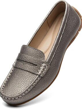 Women's Comfortable & Lightweight Leather Penny Loafers Slip-Ons Cute Business C